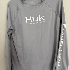 Huk Gray Long Sleeve Performance Shirt